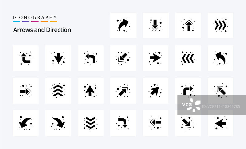 25个箭头实体字形图标包图片素材