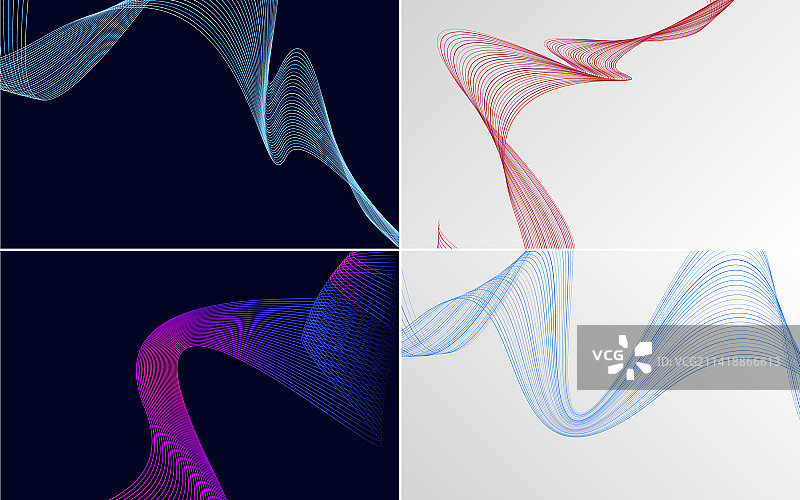 4组几何波浪背景图片素材
