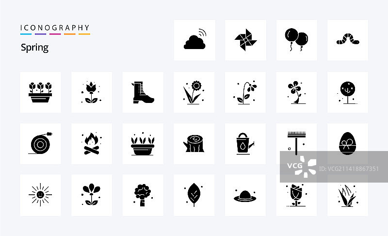 25个春天实体字形图标包图片素材