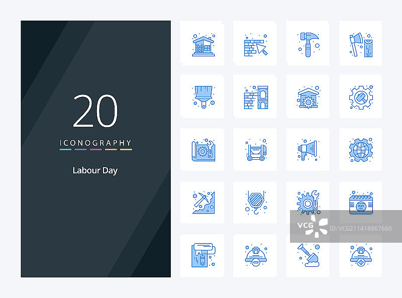 20个劳动节蓝色演示图标图片素材