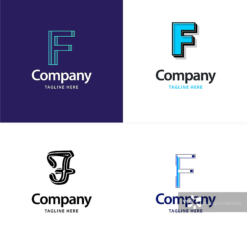字母F大logo组合设计创意图片素材