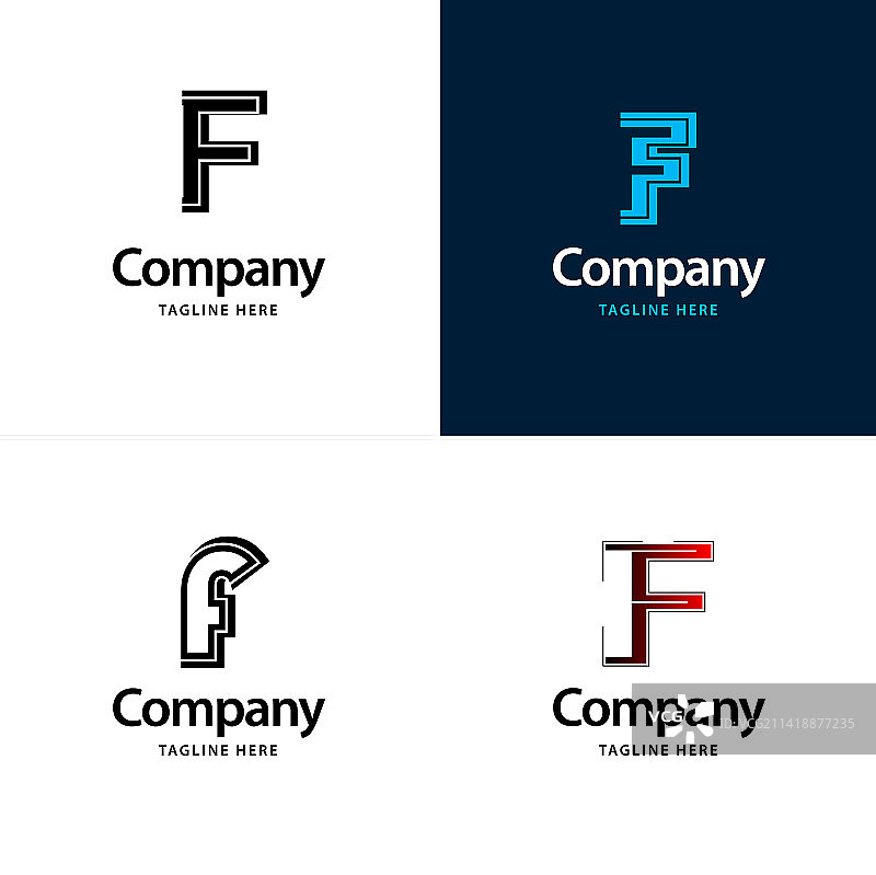 字母F大logo组合设计创意图片素材