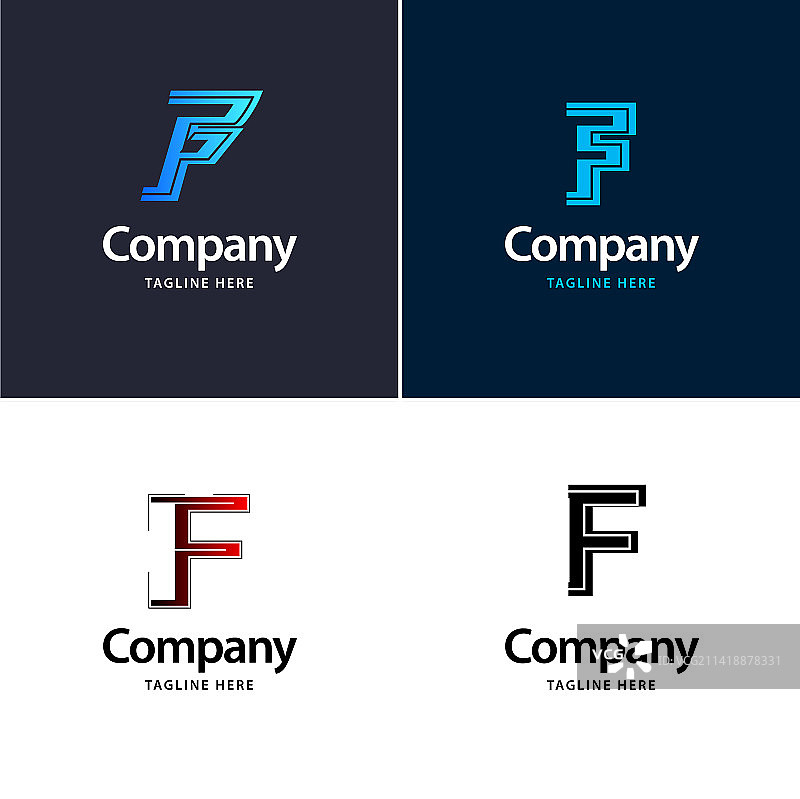 字母F大logo组合设计创意图片素材