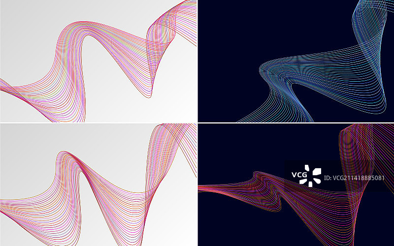4组几何波浪背景图片素材