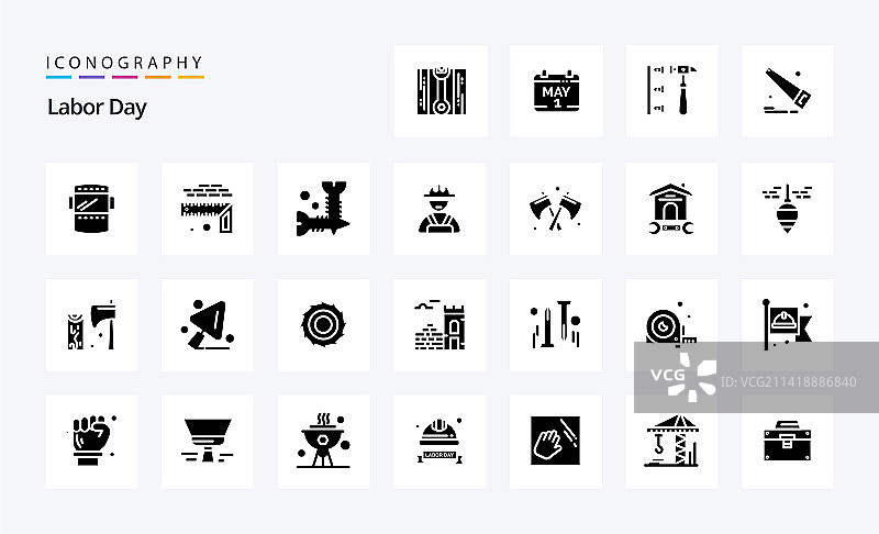 25个劳动节实体字形图标包图片素材