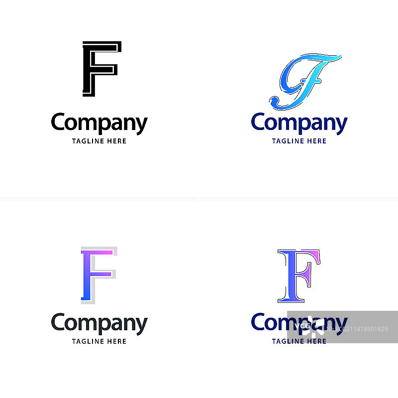 字母F大logo组合设计创意图片素材