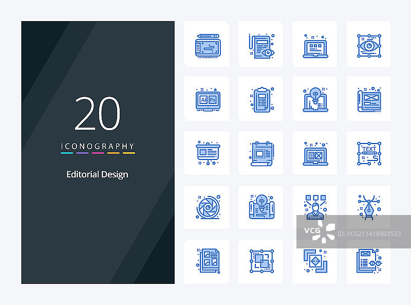 20个用于编辑设计的蓝色图标图片素材