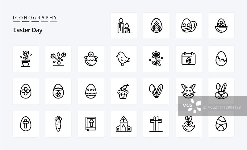 25个复活节线性图标包图片素材
