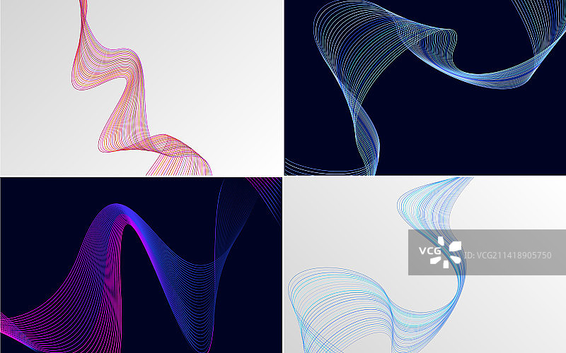 4组几何波浪背景图片素材