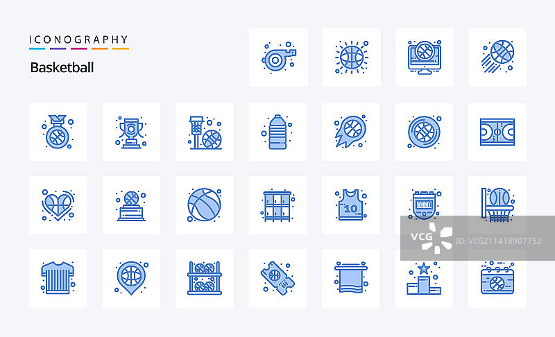 25个篮球蓝色图标包图片素材