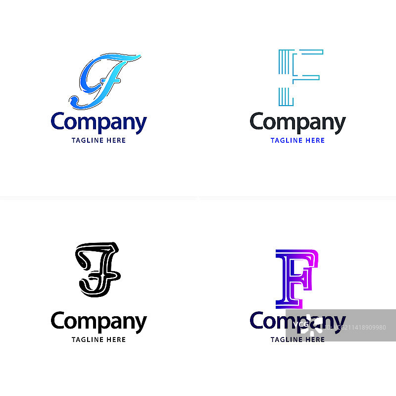字母F大logo组合设计创意图片素材