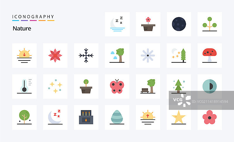 25款自然扁平风格彩色图标包图片素材