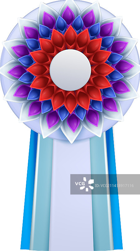 红色花结奖章组合图片素材