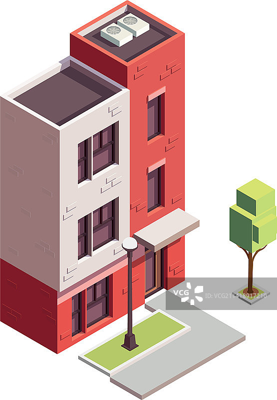 联排别墅2.5D建筑图片素材