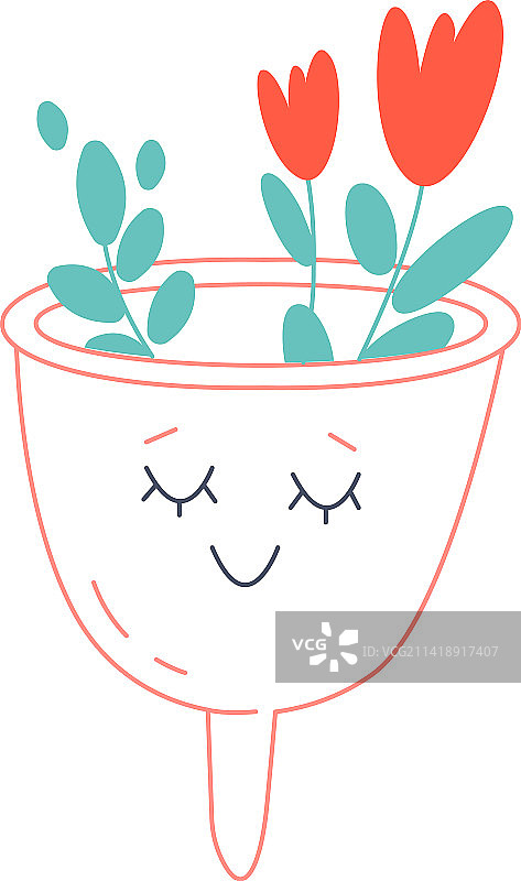 带笑脸月经杯的生理期图片素材