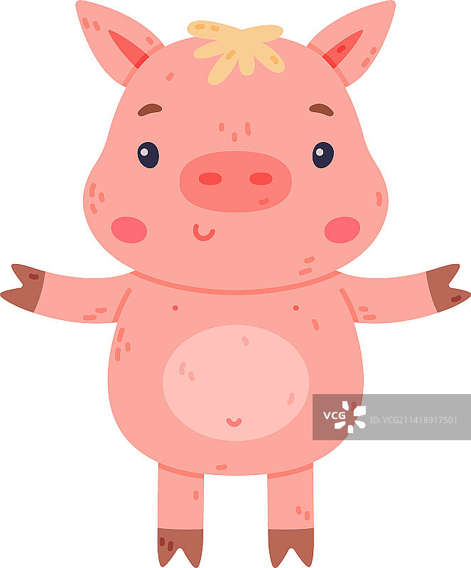 有趣的粉色小猪卡通角色图片素材