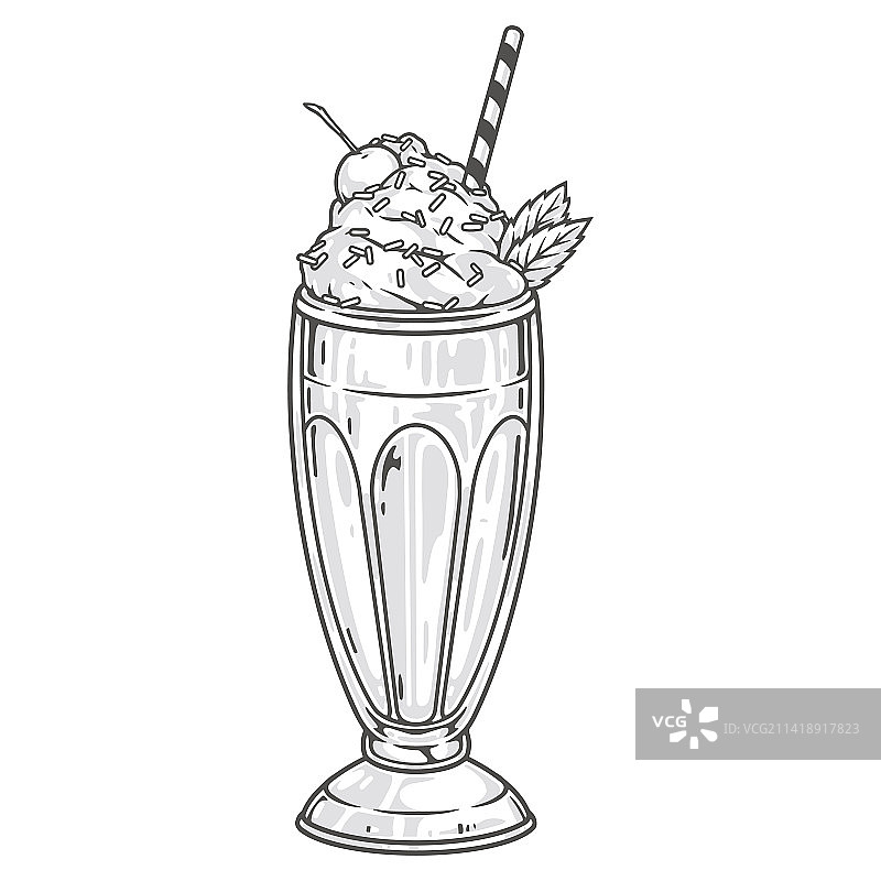 彩色精美奶昔甜点贴纸图片素材