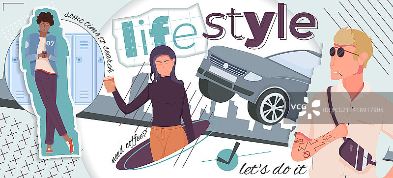 人们的生活方式拼贴图片素材