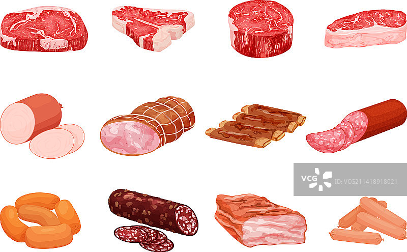 肉制品扁平图标图片素材