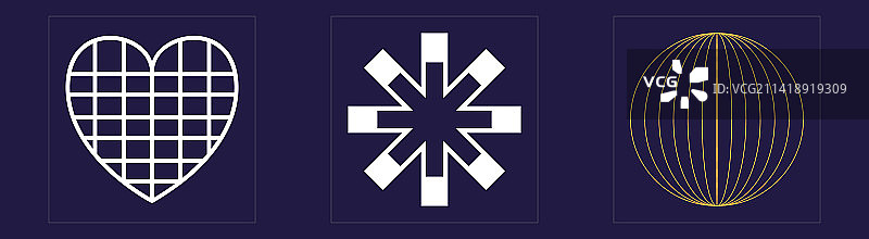 粗野主义复古图形元素合集图片素材