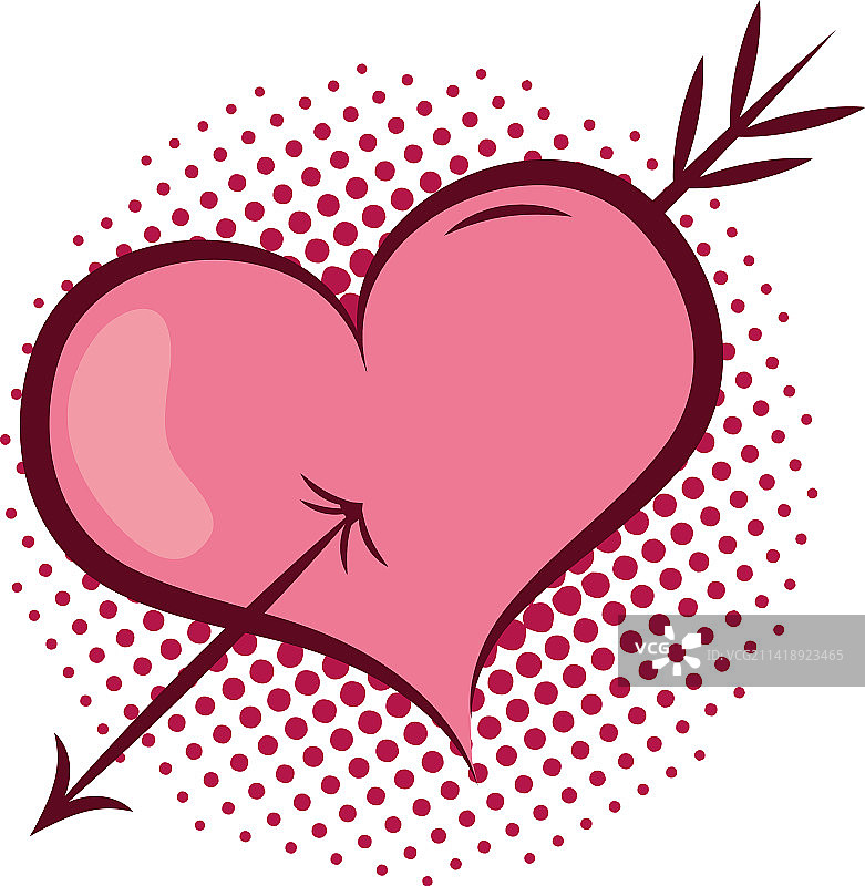 丘比特之箭穿透的爱心情人节图片素材