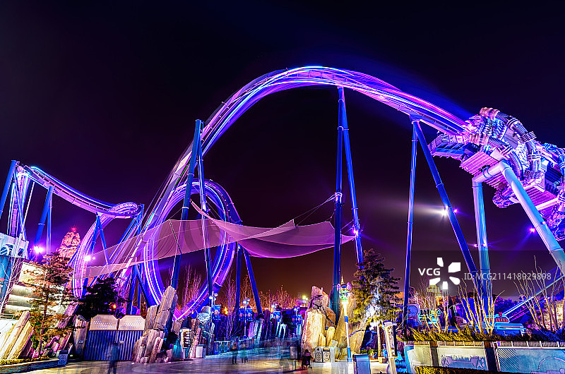 北京环球影城霸天虎过山车车轨图片素材