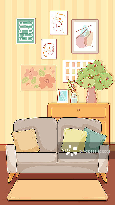 卡通客厅背景图片素材