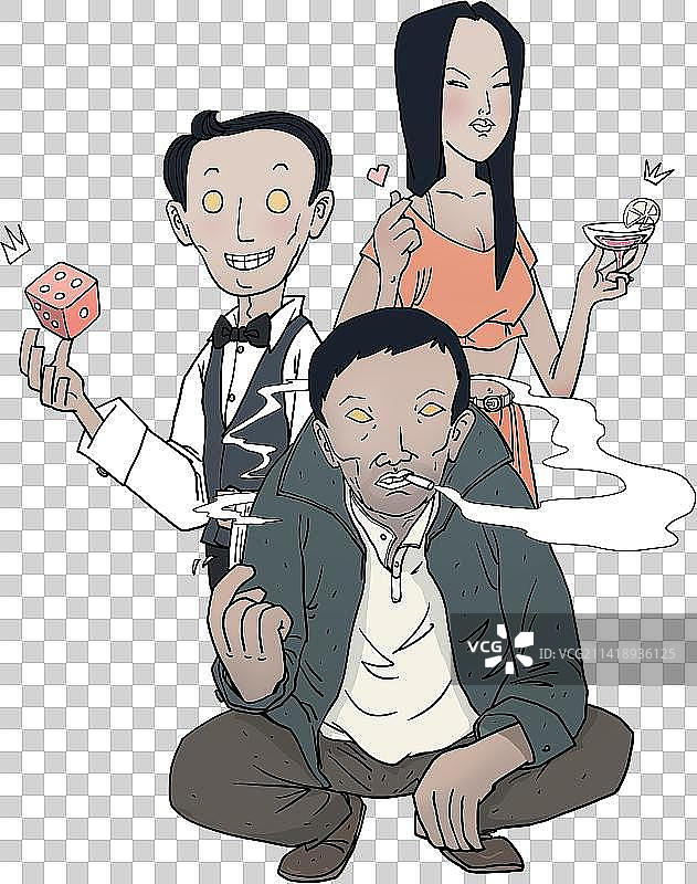 打击违法犯罪份子人物插画图片素材