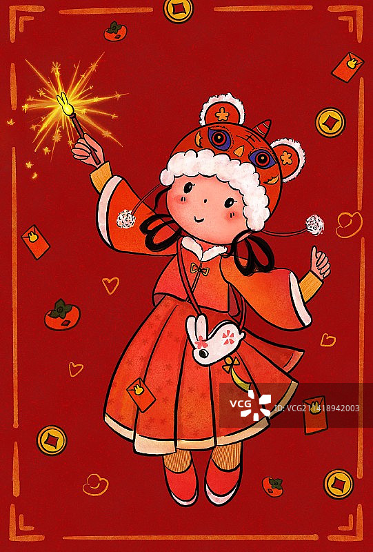 虎头帽女孩图片素材