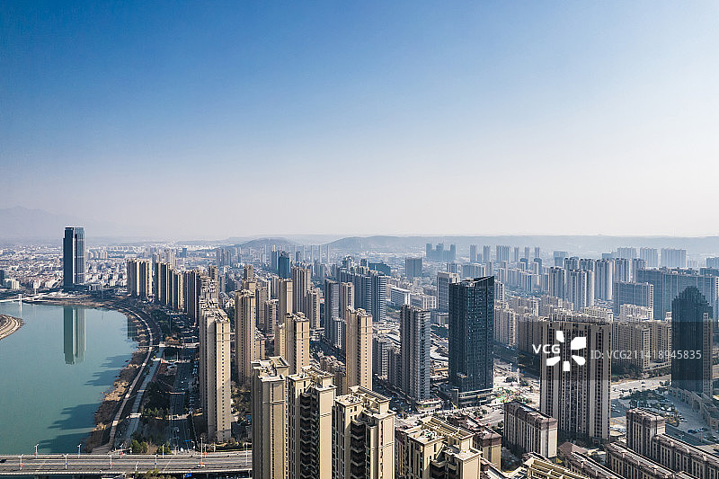 航拍嵊州城市风光 城南新区图片素材