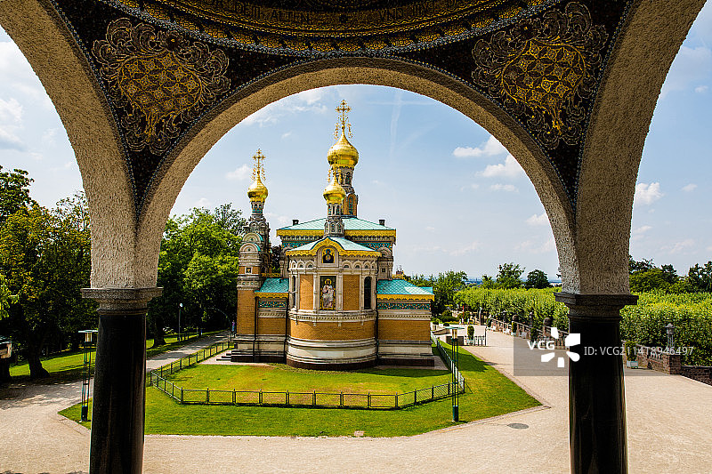 德国DARMSTADT达姆施塔特俄罗斯教堂(Russische Kapelle）图片素材