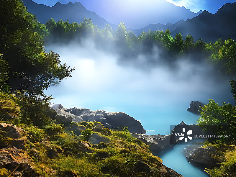 云雾缭绕图片素材