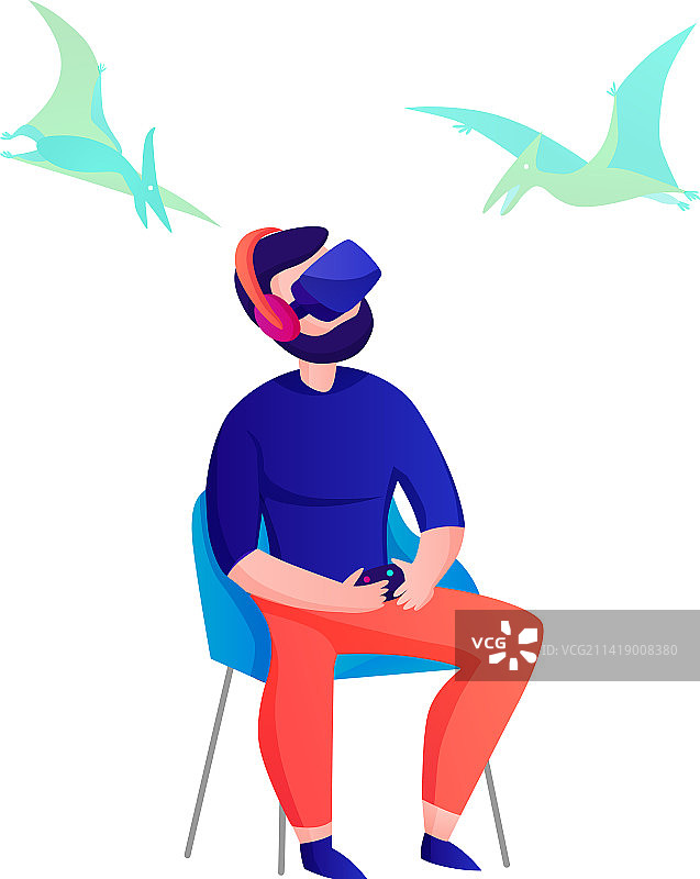 VR头盔与龙的组合设计图片素材