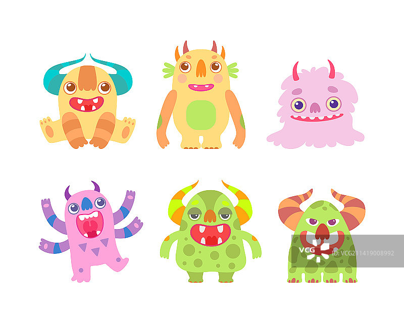 长角张嘴的滑稽牙齿怪物图片素材