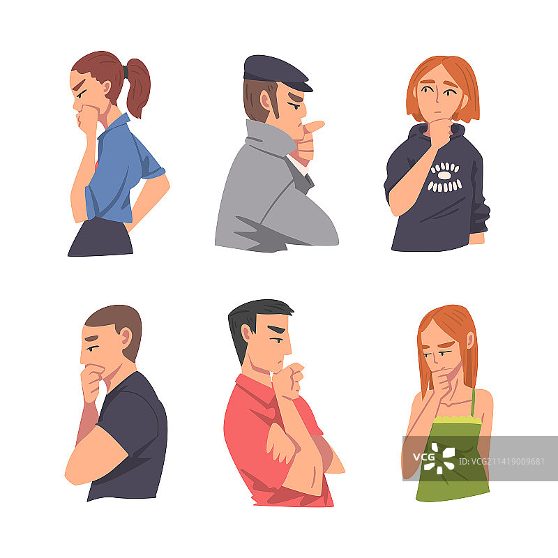 沉思挠头的男人和女人图片素材