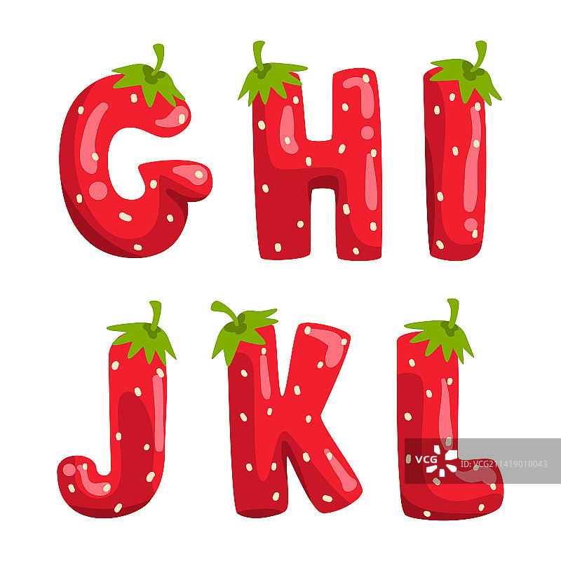草莓字母，英文图片素材