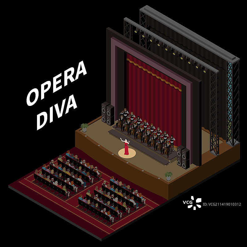 2.5D剧院内部舞台图片素材