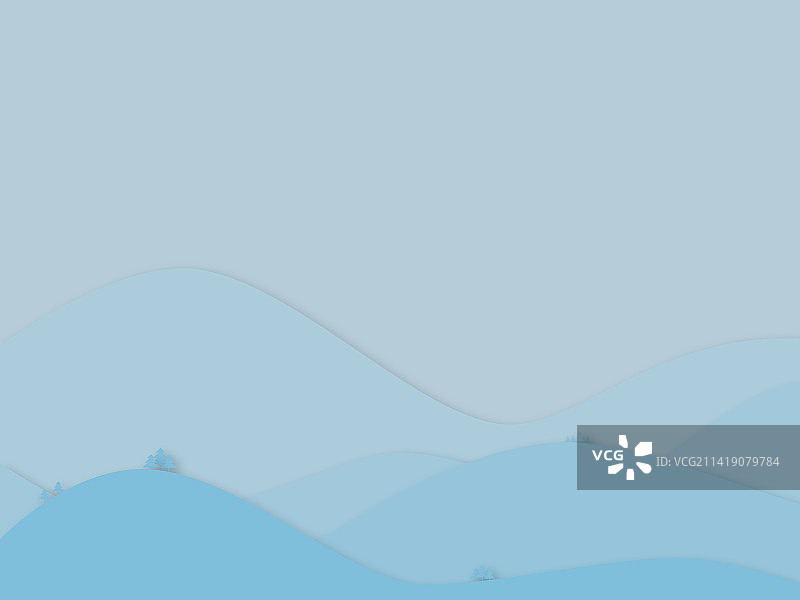 剪纸效果的山林和树木图片素材