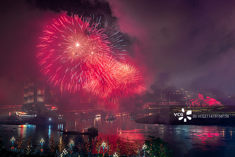 重庆烟花秀图片素材