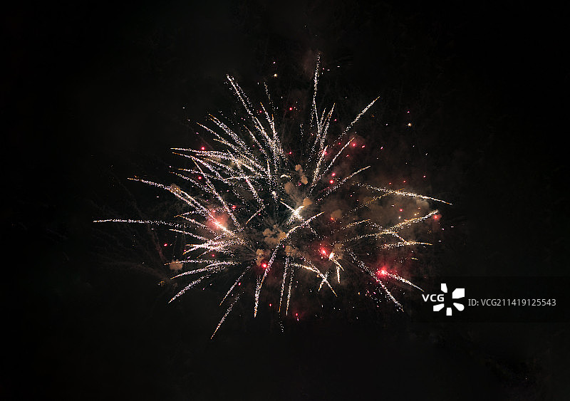 新年除夕夜迎春夜晚绽放的烟花图片素材