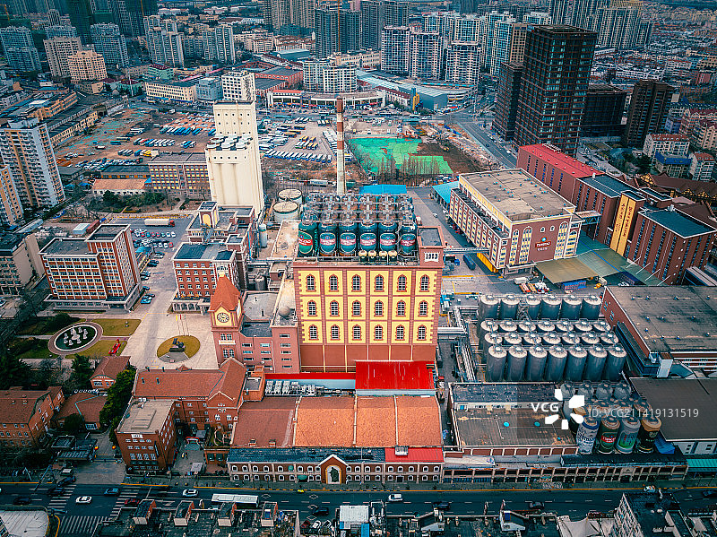 山东青岛啤酒博物馆航拍城市旅游景点图片素材