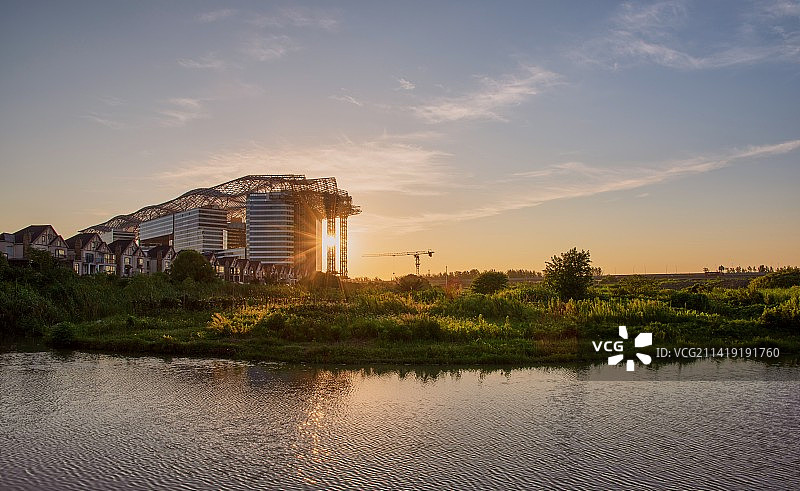 上海松江G60科创云廊日出图片素材