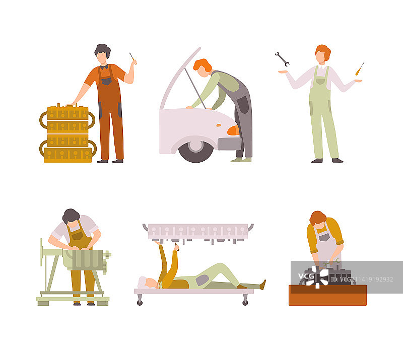 身穿工作服的男人进行维修保养图片素材