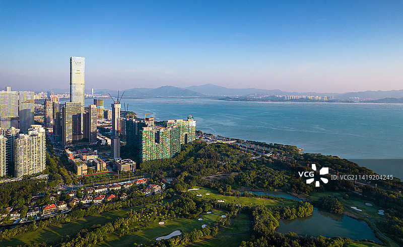 深圳湾超级总部及沙河高尔夫航拍景观图片素材
