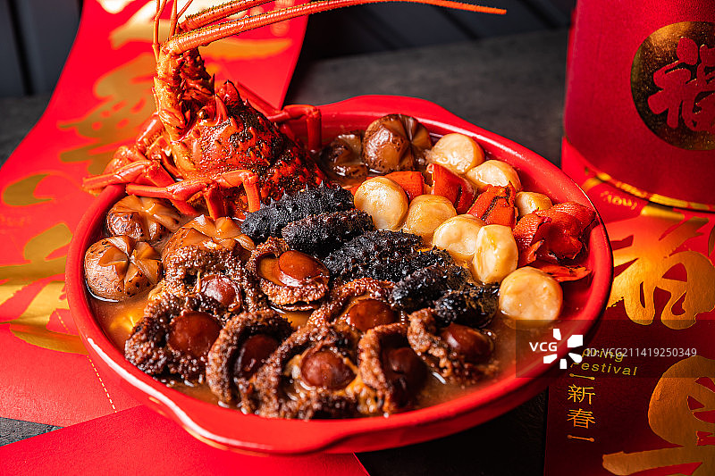 红火年菜 六福珍宝盆菜图片素材