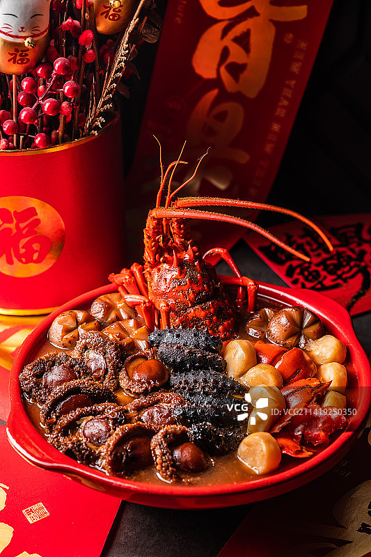 红火年菜 六福珍宝盆菜图片素材