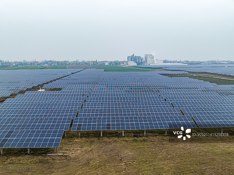 湖北省荆州市石首市横沟市镇光伏产业航拍图片素材