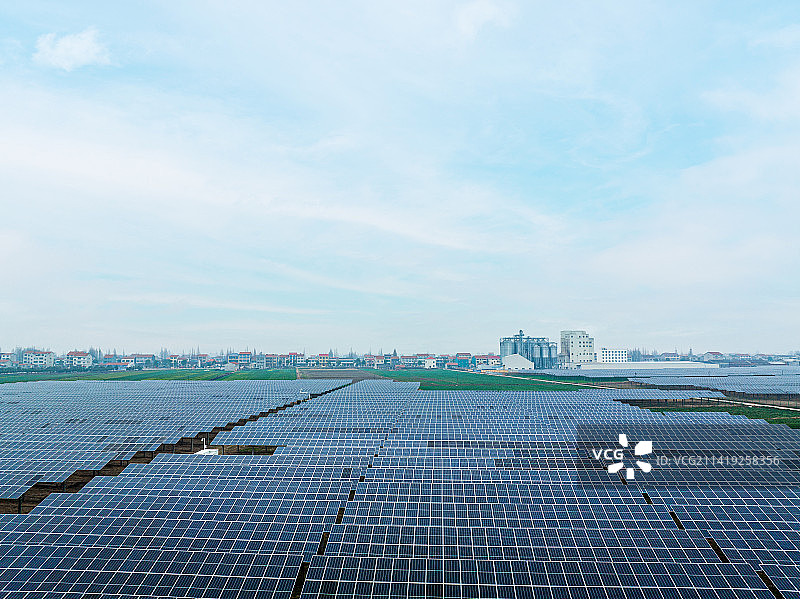 湖北省荆州市石首市横沟市镇光伏产业航拍图片素材
