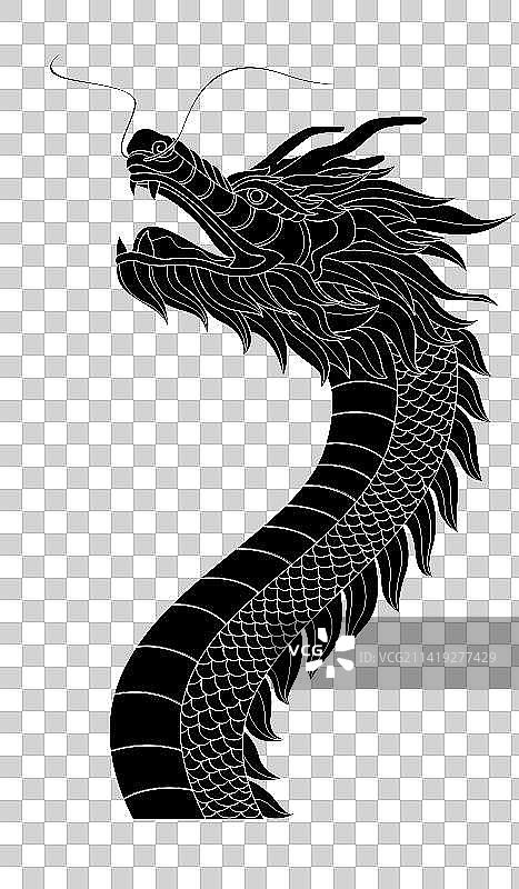 二月二龙抬头巨龙头部黑色图片素材