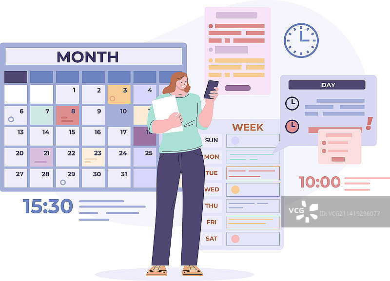 女商人月度日程安排和日历图片素材